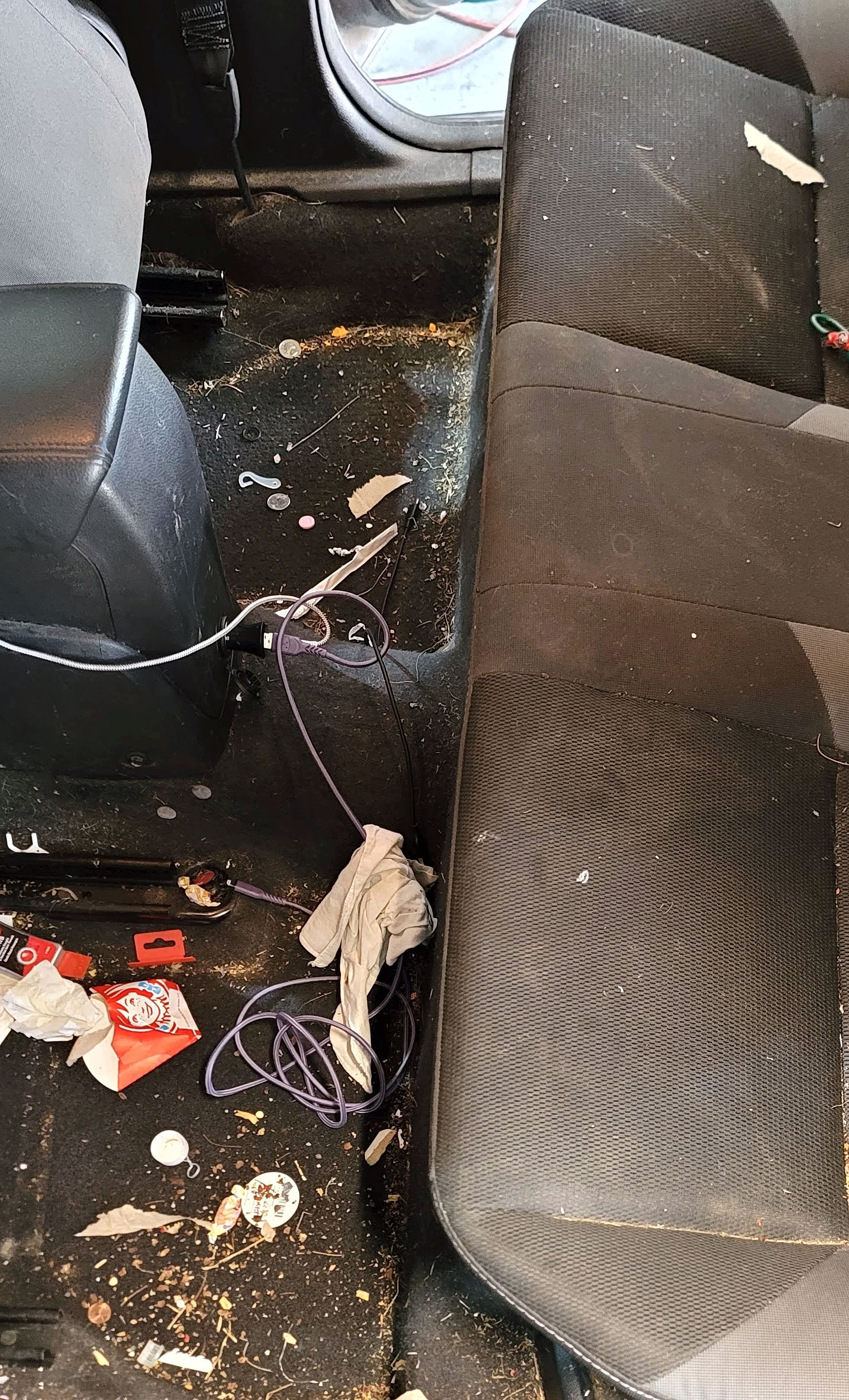 Front interior with stains before detailing
